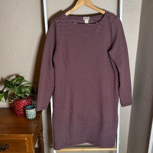 Duluth Trading Company Ponte Pro Dress Maroon Black Stripe Pockets Size Large